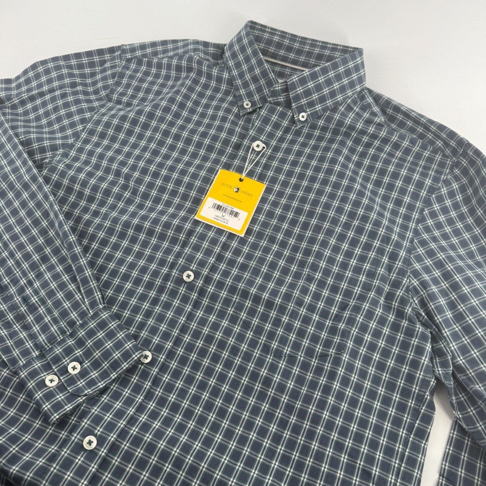 Duck Head Orion Blue Plaid Button Down Shirt Mens Medium D11442-968 NWT